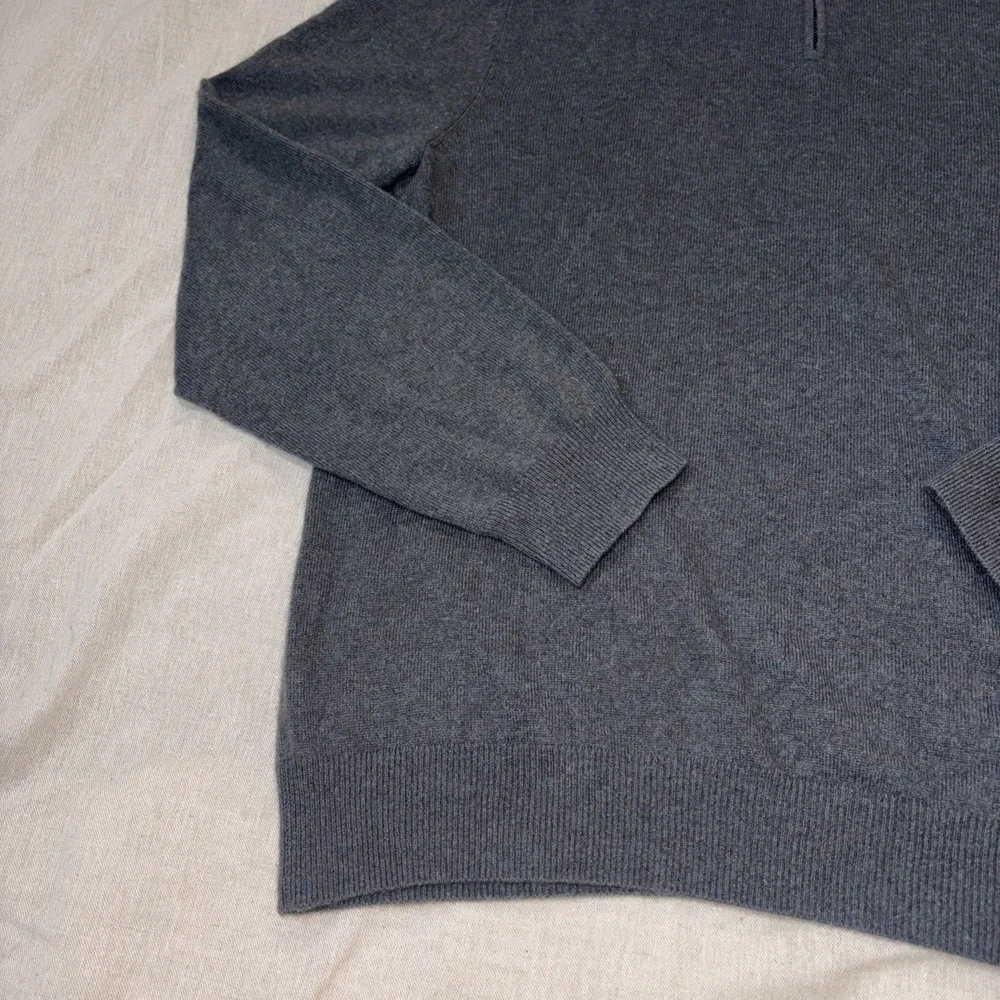 The Men's Store Bloomingdale's Cashmere Sweater‎ 1/4 Zip Men's XL Gray Preppy - Picture 7 of 13